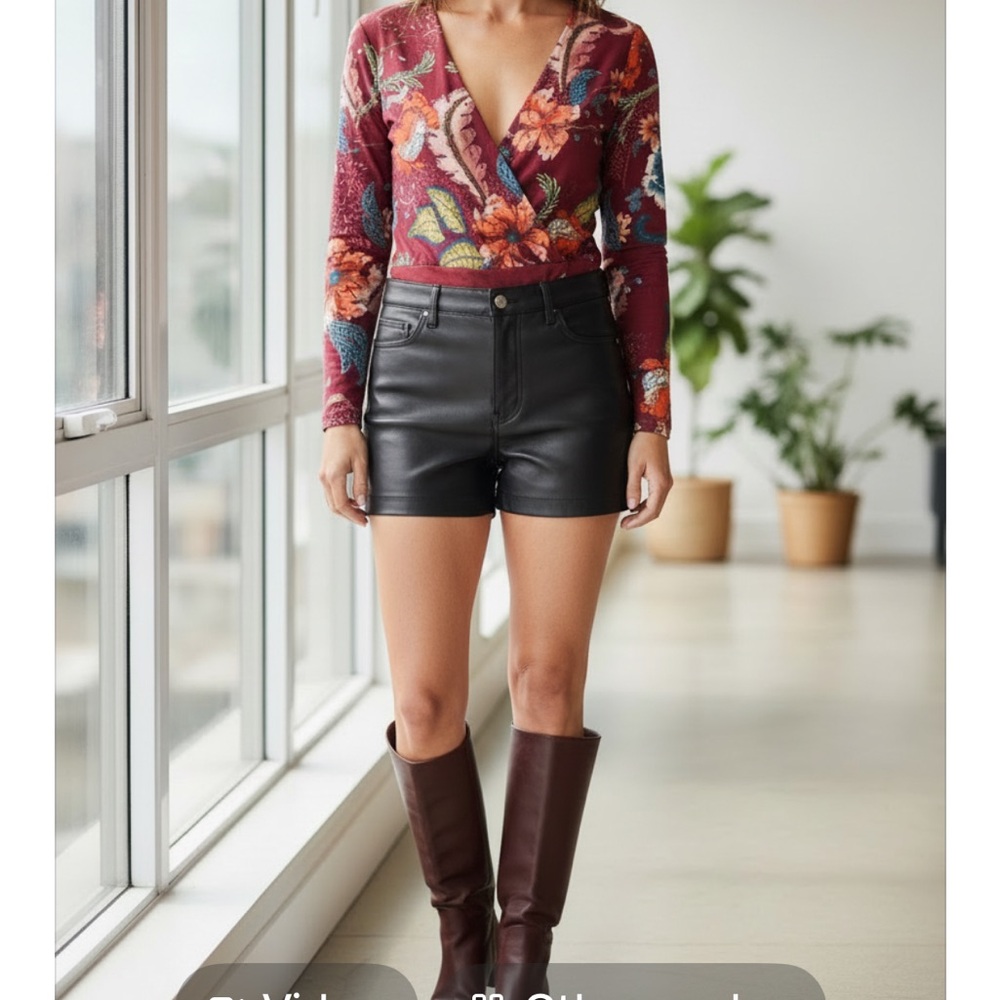 68.) Fashion Nova Floral Bodysuit in Burgundy and Multicolor